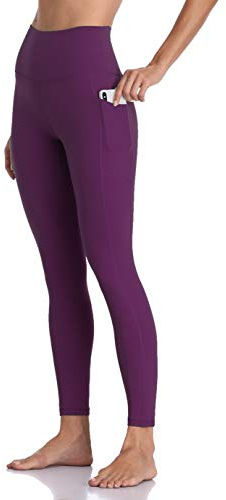 Colofulkoala 7/8 Mallas Deporte Mujer con Bolsillos, Leggins Push Up, Fitness Pantalones para Yoga Gym Running Pilates Leggings, Morado Oscuro, M