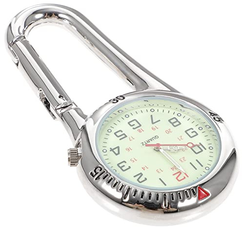 ULTECHNOVO Clip-on Nurse Watch with Fluorescent Dial and Carabiner Backpack Buckle Unisex Belt Fob Quartz Watch for Doctors Paramedics Outdoor Sports and Hiking