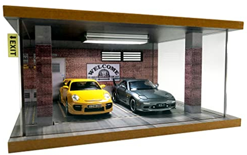 1/24 Scale Die-cast Car Garage Display Case for 2 Parking Space (Route 66)