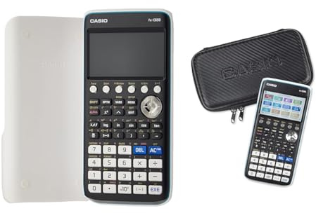 Casio FX-CG50 Grafikrechner mit hochauflösendem Farbdisplay (Kartonverpackung) +, Schutztasche für Grafikrechner, schwarz, Carbon Design, mit Innentasche für Zubehör