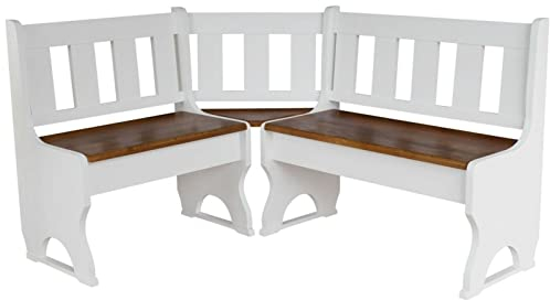 Banco de esquina de madera maciza blanca – Nuevo Alder (180 x 200)