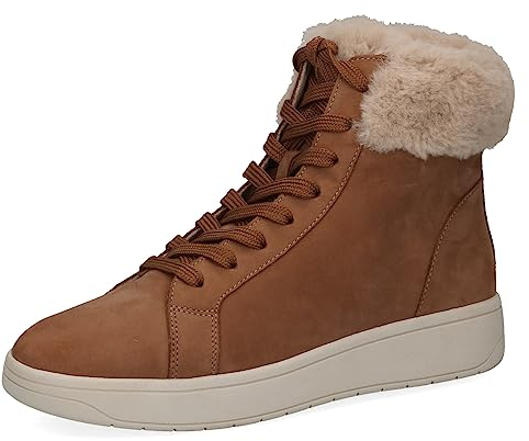 CAPRICE Damen Sneaker hoch mit Fütterung Memotion Winter Fell Weite G, Braun (Camel Nubuc), 38 EU