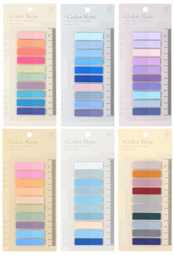 Qufiiry 1200 Pcs Sticky Tabs, Pack of 6 Pads Sticky Notes, Index Tabs, Book Tabs, Notes Tabs, Annotation Tabs, Colored Page Markers Labels for Annotating Books File Classification Book Notes