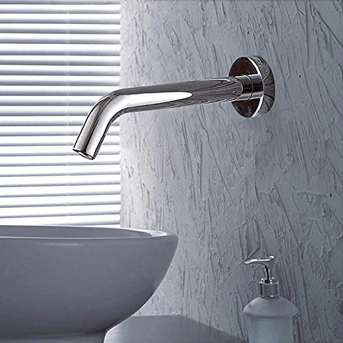 OKUOKA Creative Wall Mounted Modern Sensor Faucet Tap Infrared Sensor Kitchen Mixer Tap Single Lever Polished Chrome Stainless Steel Lavatory Bathroom Induction Faucets for Bath Shower