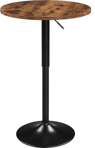 Yaheetech Round Bar Table for Cocktail Bar Home Bar Pub Coffee Tea Dining Bistro Table, Rustic Brown