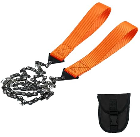MultiValue Sierra de Cadena Manual, 24 Pulgadas Sierra de Bolsillo Duradera Motosierra de Bolsillo Portátil para Herramientas de Camping Accesorios y Exteriores (A, Naranja)