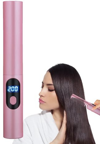Generic Piastra per capelli a pettine caldo, mini piastra per capelli | Pettine pressa per capelli a 3 temperature - Piastra per capelli in ferro, spazzola calda portatile e senza fili da donna per