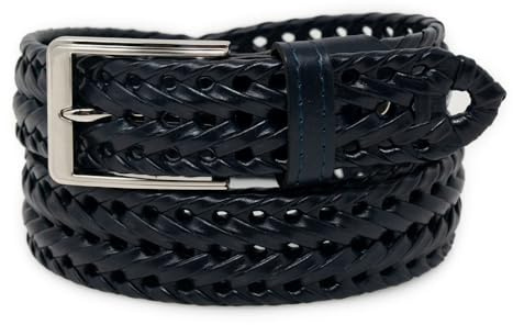 Emila Cintura uomo blu intrecciata cinta in pelle con fibbia 3,5 cm per jeans pantaloni abiti artigianale classica Casual di moda da ragazzo 100 Vera Pelle Blu