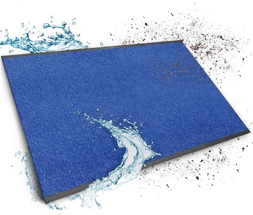 Floordirekt Paillasson anti-salissures. Bleu. 200 x 100 cm. Tapis de porte. Tapis d’entrée