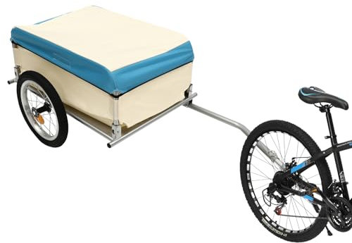 Remolque de carga plegable con 2 ruedas, remolque de transporte con embrague y tira reflectante, remolque de carga para bicicleta de montaña