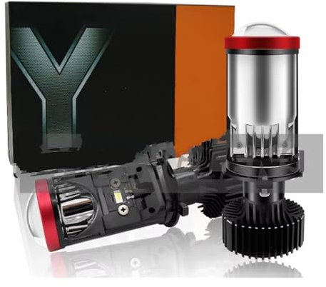 NVETJMUA Juego De Faros Delanteros Lente De Proyector LED H4, Lentes Bi-LED H4, Bombilla Para Automóvil, Haz Alto/bajo, LHD, RHD, Faro Delantero De 12V Faro Delantero(Y8,RHD)