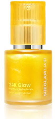 SHEGLAM Aceite-Serum Capilar 24K Glow, Tratamiento 10-en-1 para Control del Frizz, Brillo & Protección Térmica, con Aceite de Almendra y Macadamia, para Todo Tipo de Cabello, 50 ml