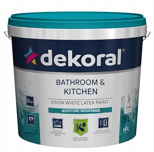TRANS - PAL Bathroom & Kitchen White Paint 5L – Moisture & Mould Resistant | Ultra Durable Matte Finish | Anti-Fungal & Scrubbable