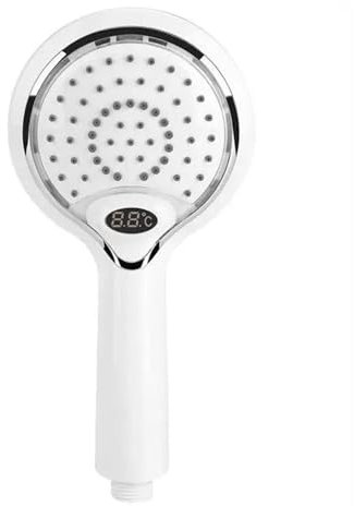Cabezal de ducha LED con sensor digital, control de temperatura, 3 colores, rociado de lluvia, ahorro de agua, alta presión, cabezal de ducha grande para baño(White)
