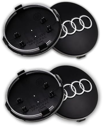 4 Stück Nabendeckel für Audi 60mm, Radnabenkappen Felgendeckel Felgenkappen Nabenkappen ABS Wheel Caps Radnabenabdeckung, Schwarz
