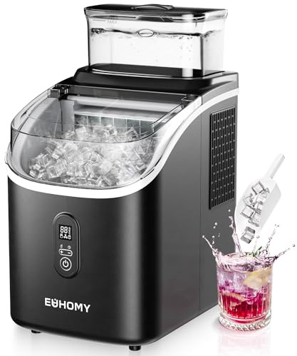 EUHOMY Eiswürfelmaschine für die Arbeitsplatte, 15 kg Eismaschine Ice Maker, 2L Eiswürfelmaschinen, 16 Eiswürfel in 13 Min, Selbstreinigende Eiswürfelbereiter für Zuhause/Küche/Büro, Schwarz