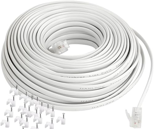 ZHHSUNY 50 metros 6P2C - Cable telefónico modular RJ11 para adsl, conector telefónico fijo