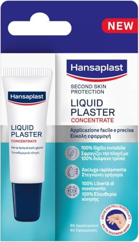 Hansaplast Second Skin Protection Cerotto Liquido Concentrato, Cerotti per una protezione invisibile, Forte adesione, Asciugatura rapida, Flessibile, Per kit primo soccorso, 1 confezione da 10 ml