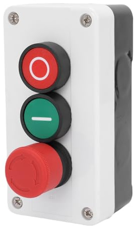 Interruptor de arranque y parada instantáneos, caja de interruptor de botón de parada de emergencia con bloqueo automático en forma de seta roja, rojo y verde