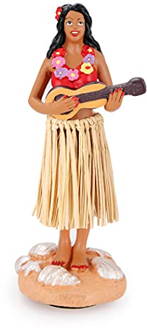 BCSmyer Hawaiian Hula Girl Dashboard Doll With Ukulele - Bobblehead Car Collection Figurine - Mini Size 4.72 High - Home Decoration Gift