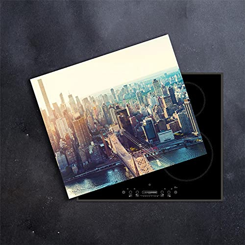 DAMU | Herdabdeckplatte Einteilig 60x52 Herdabdeckung Ceranfeld Glasschneideplatte Ceranfeldabdeckung Herdplattenabdeckung Kochfeld Abdeckung Schneidebrett Glasplatte New York KĂĽche