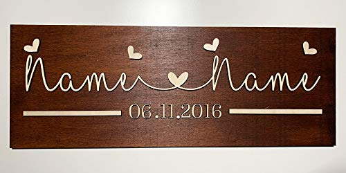 DRYSSON Individuelles Holz Schild als Geschenk zur Hochzeit Jahrestag zum Valentinstag personalisiert für Sie und Ihn Mann Frau
