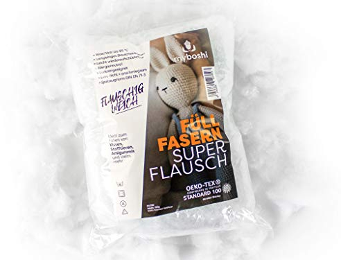 myboshi Füllwatte Superflausch, ideal zum Füllen von Kissen, Stofftieren, Amigurumi UVM. Weiß 150g