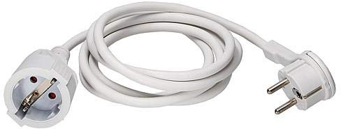 Schutzkontakt-Verlängerung m.Flachstecker reinweiß 2m