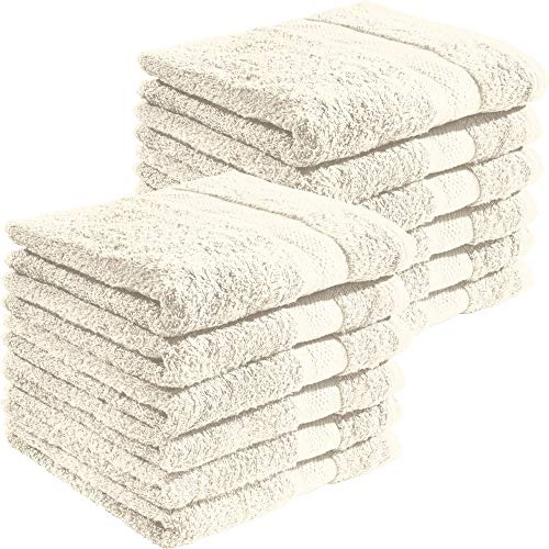 REDBEST Handtuchset, Frottierset 12er-Pack Chicago Creme Größe 50x100 cm - saugstark, strapazierfähig, ideal für Reisen, Sport (weitere Farben)
