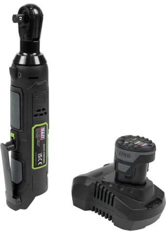 Sealey 10.8V 2Ah SV10.8 Series 3/8 Sq Drive Cordless Ratchet Wrench Kit 45Nm CP108VCRW, Red