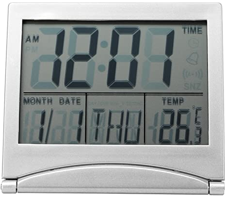 Dioche Reisewecker, Funkwecker Wecker Wecker Reise Alarm 1PC Tragbarer Faltbarer Reise Digital LED Wecker Wecker Temperatur Kalender Snooze