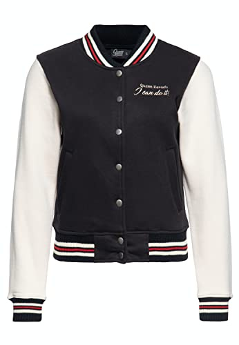 Queen Kerosin Motor Queen Mujer Chaqueta Universitaria beige/negro L 75% algodón, 25% poliester