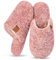 EverFoams Women's Slippers Cosy Fuzzy Faux Alpine Shearling House Shoes Ladies' Memory Foam Slip-ons with Lightweight Non-slip Sole Pink, 5-6 UK