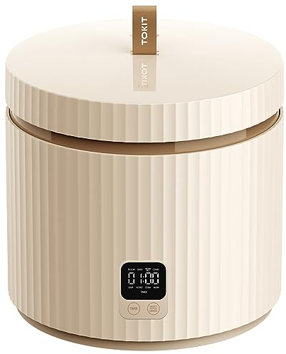 TOKIT Rice Cooker 1.5L Pro Reiskocher Klein Mini aber Multifunktionen mit Display-Touch-Taste für 1-3 Personen Keramisch beschichteter Antihaft-Innenreistopf(Weiß)