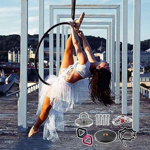 Aerial Hoop Eisen-Luftreifen für Kinder und Erwachsene, Home Gym Studio Outdoor Lyra Hoop Set 32 Ø, Fitness/Akrobatik/Tanz/Yoga/Gymnastik/Luftkunst-Schaukelring ( Color : Black , Size : Diameter 95cm(