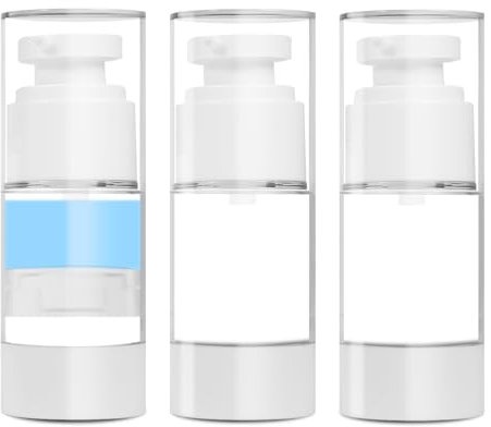 GIVITASOT Luftlösa pumpflaskor, 15 ml, 3-pack pumpflaskor i resestorlek, kosmetisk reseflaska för dammsugare för lotion, krämer, foundation, kosmetika, inkl