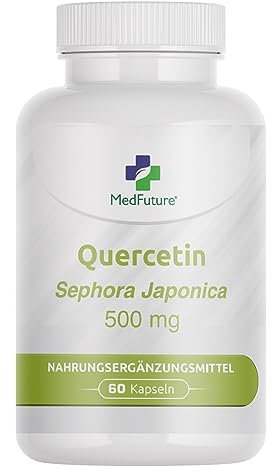 Quercetin Hochdosiert 500mg - 60 Kapseln, Hochwertiges Quercetin Präparat zur Unterstützung des Immunsystems und der Zellgesundheit