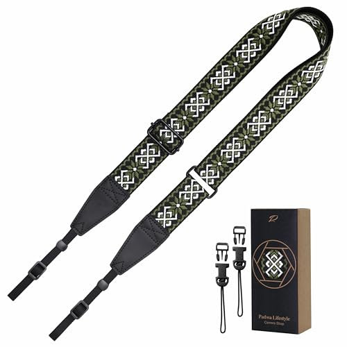Padwa Lifestyle Adjustable Camera Strap - 1.5 Top Layer Cowhide Head Camera Straps for Photographers, Cotton Adjustable Neck Shoulder & Crossbody Strap Quick Release for All Cameras and Binoculars