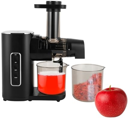 Spremiagrumi per frutta e verdura, 150 W, spremiagrumi elettrico, spremiagrumi lento con 2 tazze, utilizza un filtro microporoso, forza di centrifuga regolabile, nero