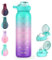 SLUXKE 700ml Wasserflasche mit 2 Deckeln (Strohhalm und Ausgießer), Flasche aus 18/10 Edelstahl mit Griff, 700ml vakuumisolierte Flasche für Männer, Frauen, Kinder GRÜN PINK PURPEL