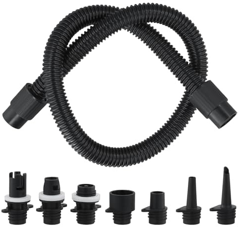 QWORK® Inflatable Pump Adaptors Kit, SUP Pump Adapter, Paddle Board Pump Adaptor Accessories with 7 Nozzles & Air Hose, for Inflatable Stand Up Paddle Board, Boat,Tent, Pool