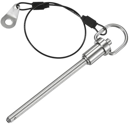 M METERXITY Perno A Sfere Con Anello E Pulsante Di Sblocco, Diametro 1/4 [6mm], Lunghezza Utile 3-5/32[80mm], Perno Di Blocco A Sgancio Rapido Con Cavo Lanyard [Acciaio Inossidabile 304]