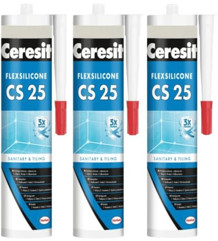 Sanitär Silikon CS25 Schwarz für Innen und Außen Bad und Küche - Schimmelressistent - UV und Witterungsbeständig - Perfekt für Bäder, Küchen - Einfache Verarbeitung (3 x 280ml)