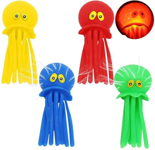 YOUYIKE 4 Pezzi Polpo Luminosi Giochi Bagnetto, Giocattoli per Il Bagno del Bambino, D'acqua Polpo, Animali Acquatici con Effetto Bomba d'Acqua, Adatto per Piscine, Piscine, Vasche da Bagno