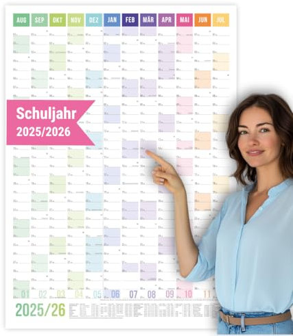 heaven+paper® Schulplaner 2025/2026 | Jahresplaner 25/26 A1 (hoch) | Wandkalender 2025 2026 aus FSC zertifizierten Naturpapier | 12 Monate für Schuljahr | Individuell designed | Made in Germany