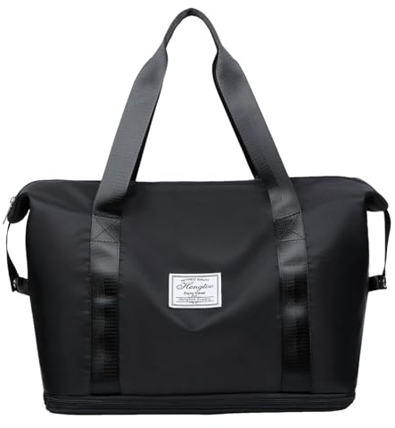 Moxeupon sportväska vikbar resväska handbagage väska weekender bag simväska vattentät resväska bärväska med flera fickor för sportiga, svart, Siehe Beschreibung, Se beskrivning