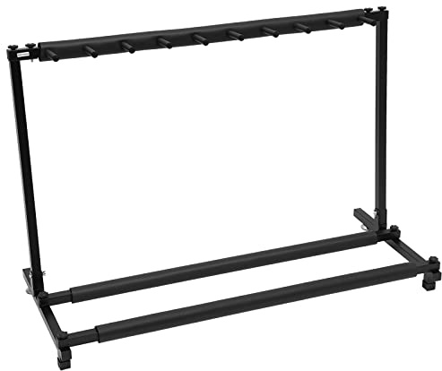 Beaudreaul Soporte de pie para guitarra de 9 niveles, soporte de suelo para guitarra, rectangular, plegable, accesorio para guardar y exhibir guitarras eléctricas y bajos eléctricos