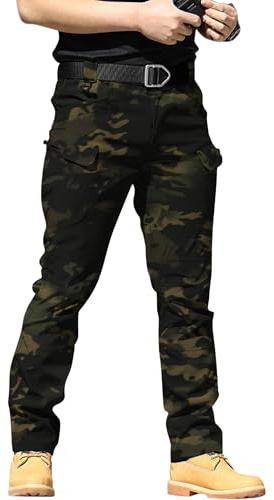YAOBAOLE - Pantalón táctico para hombre, X7 cargo, malla militar, senderismo, caza, pantalones de trabajo con varios bolsillos, Camuflaje Noche, L
