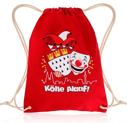 HOWAF Karneval Köln Turnbeutel Rucksack, Kölle Alaaf Stoffbeutel Sportbeutel Taschen für Fasching Karneval Kostüm Köln Accessoires, Faschingskostüme