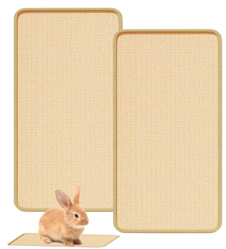 2 Pièces Tapis Lapin, 30 x 60 cm Litière Lapins Tapis Griffoir Chat Jouet pour Lapin Tapis Sisal pour Rongeurs pour Mordre, Dormir, Nicher